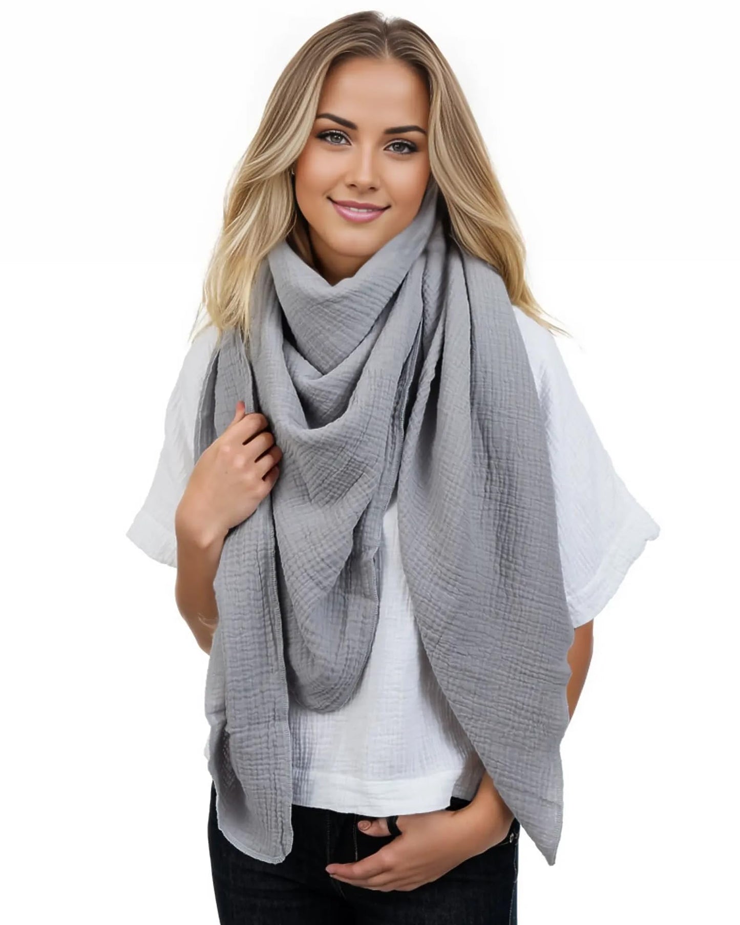 Musselin Tuch Damen Grau Viereckig