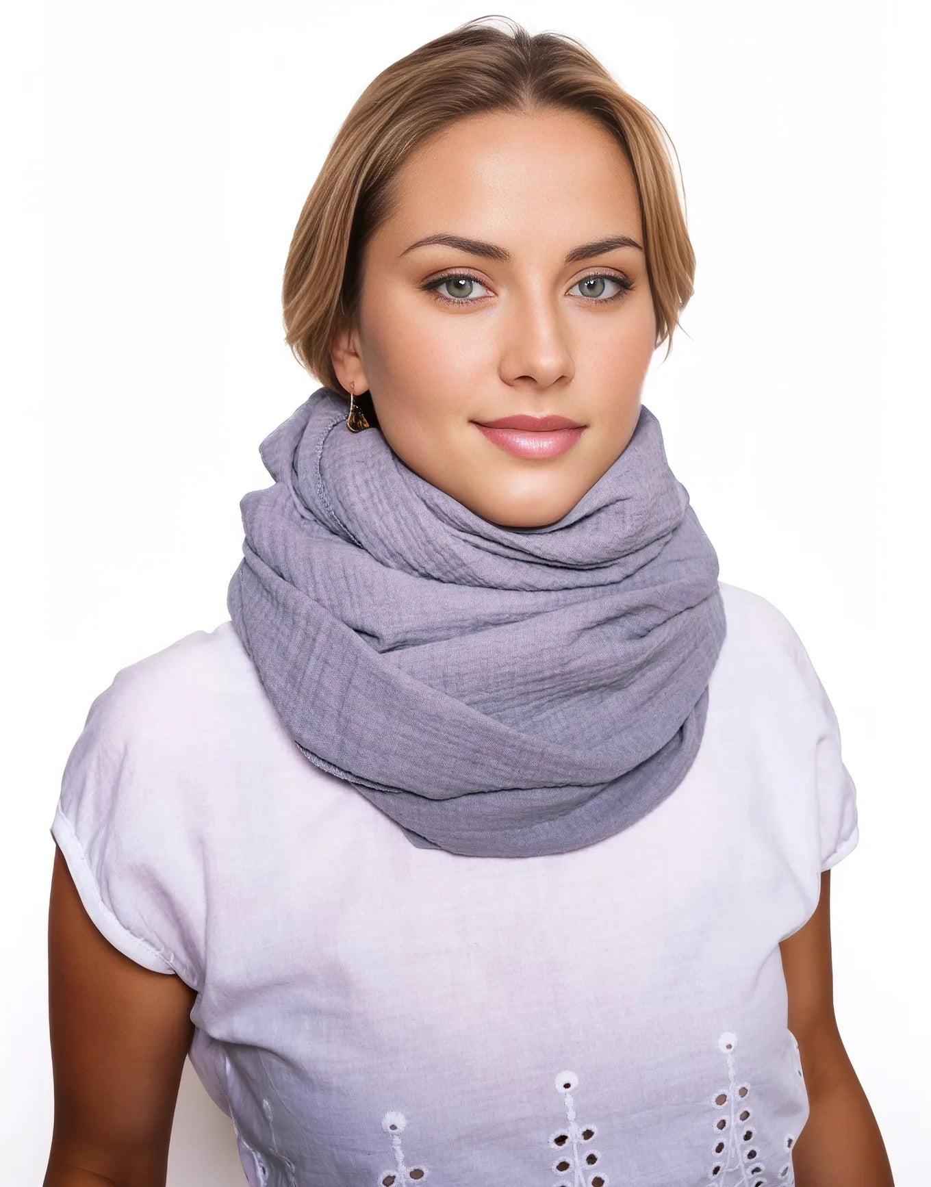 Musselin Loop Schal Damen Grau