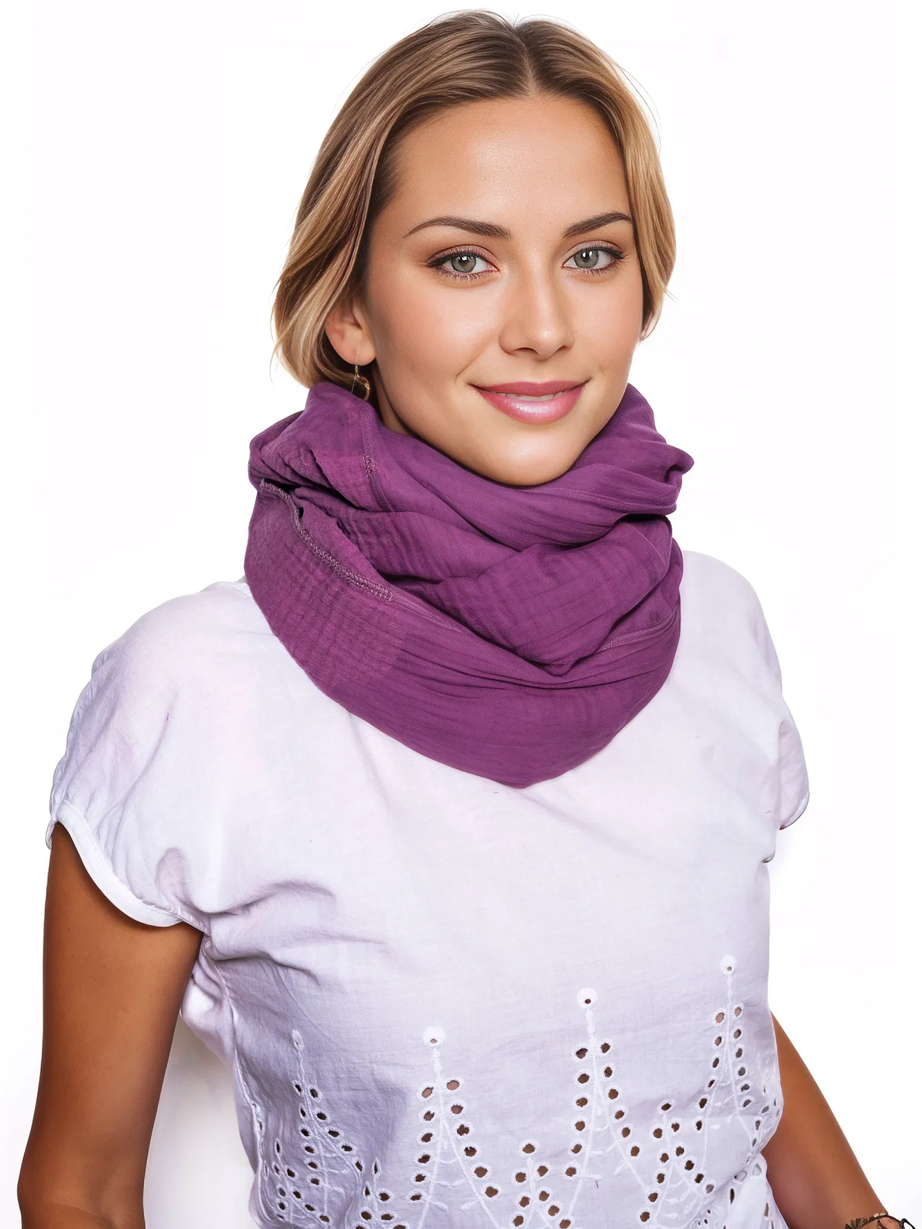Musselin Loop Schal Damen Purple