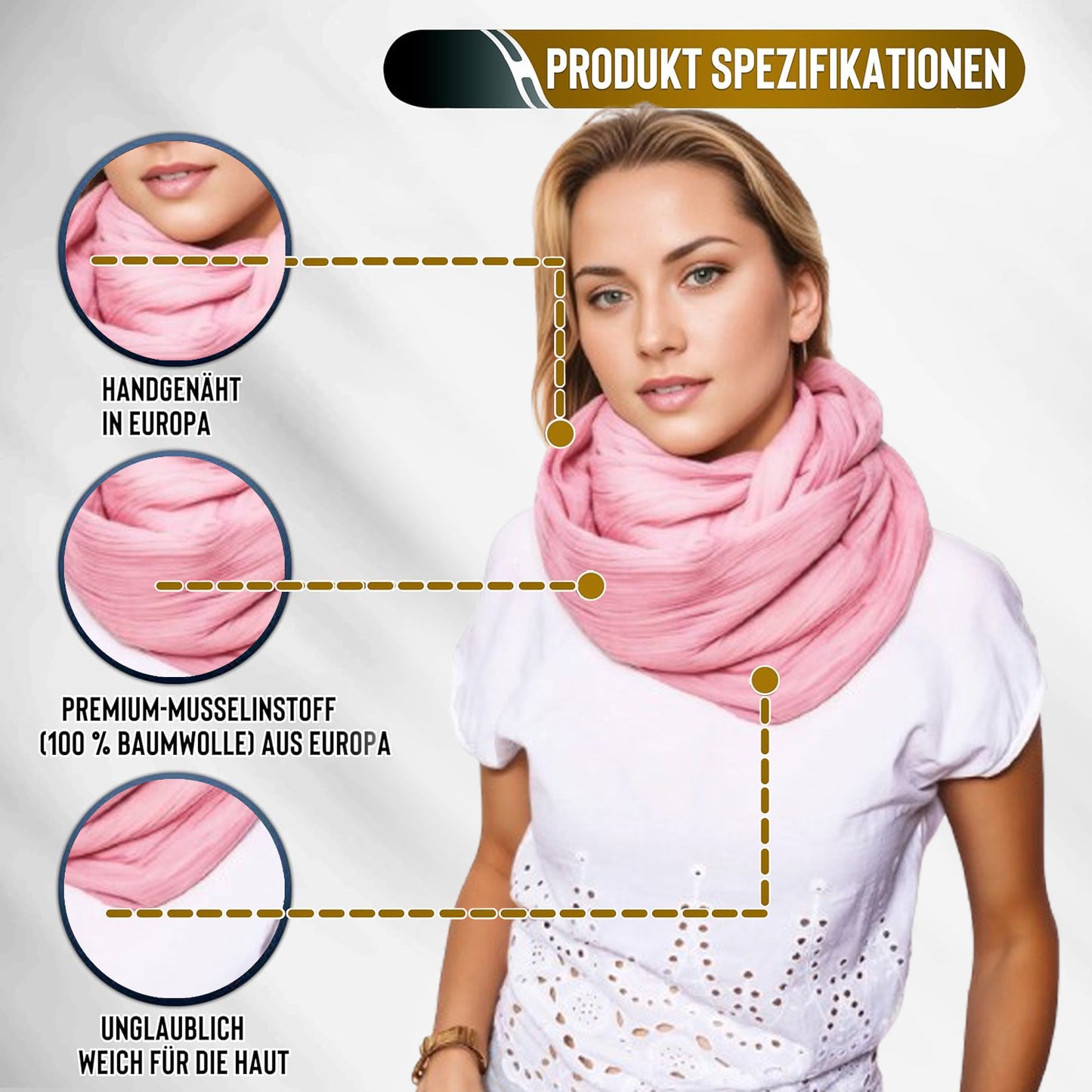 Musselin Tuch Damen Altrosa Loop