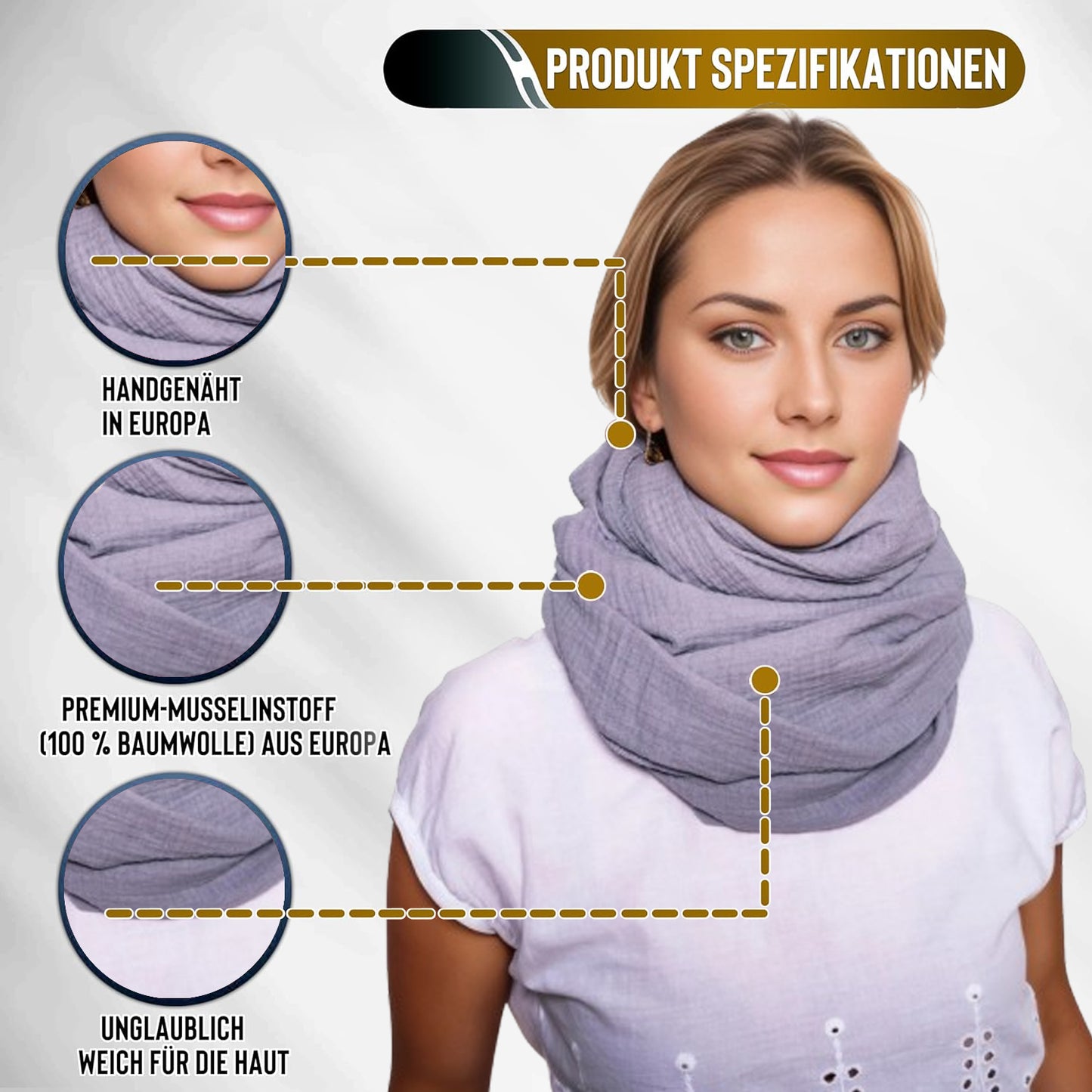 Musselin Loop Schal Damen Grau