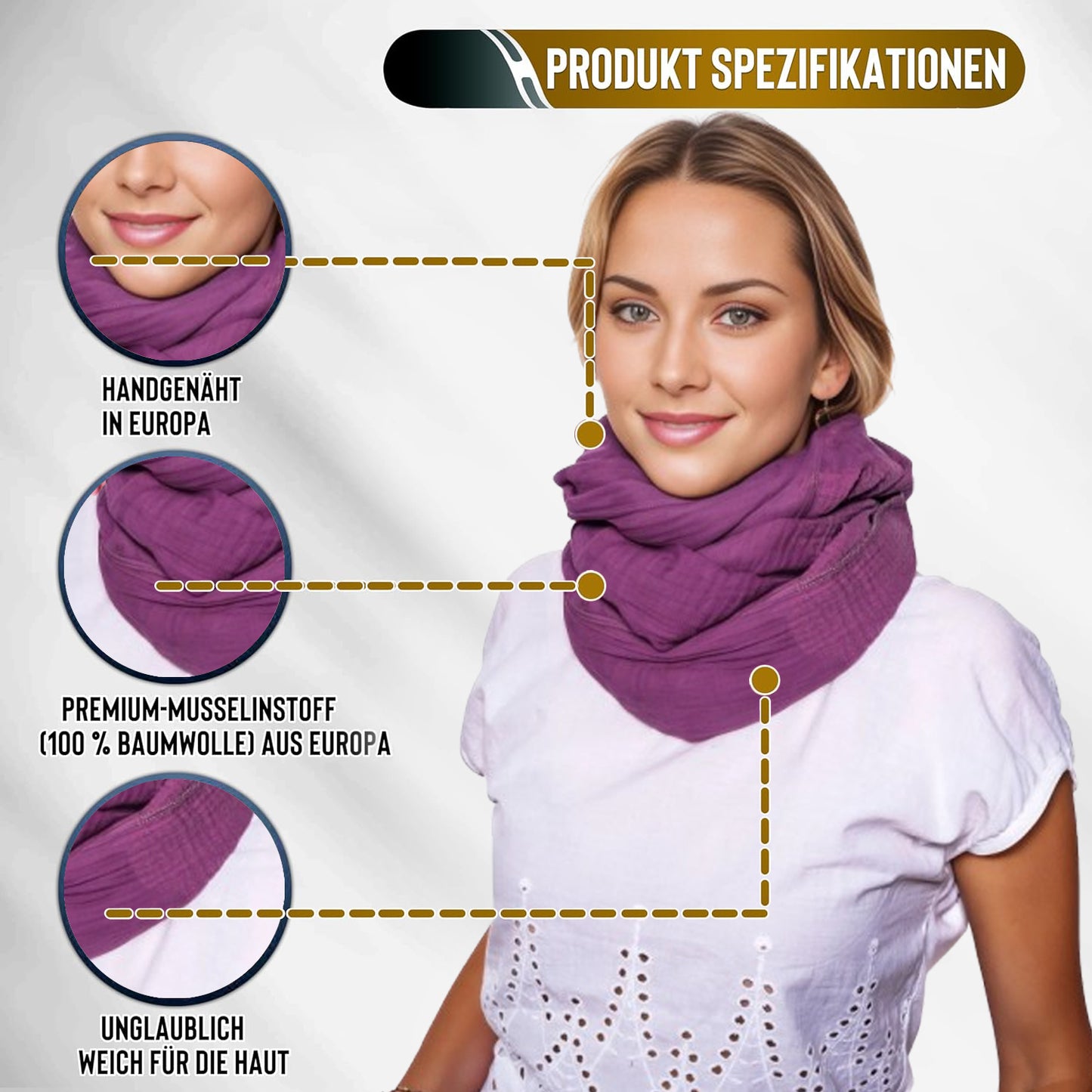 Musselin Loop Schal Damen Purple