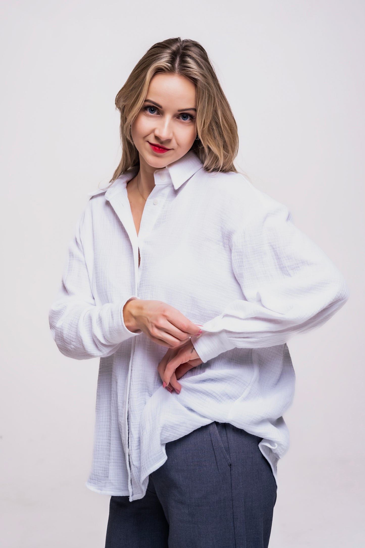 Musselin Bluse Damen Weiß