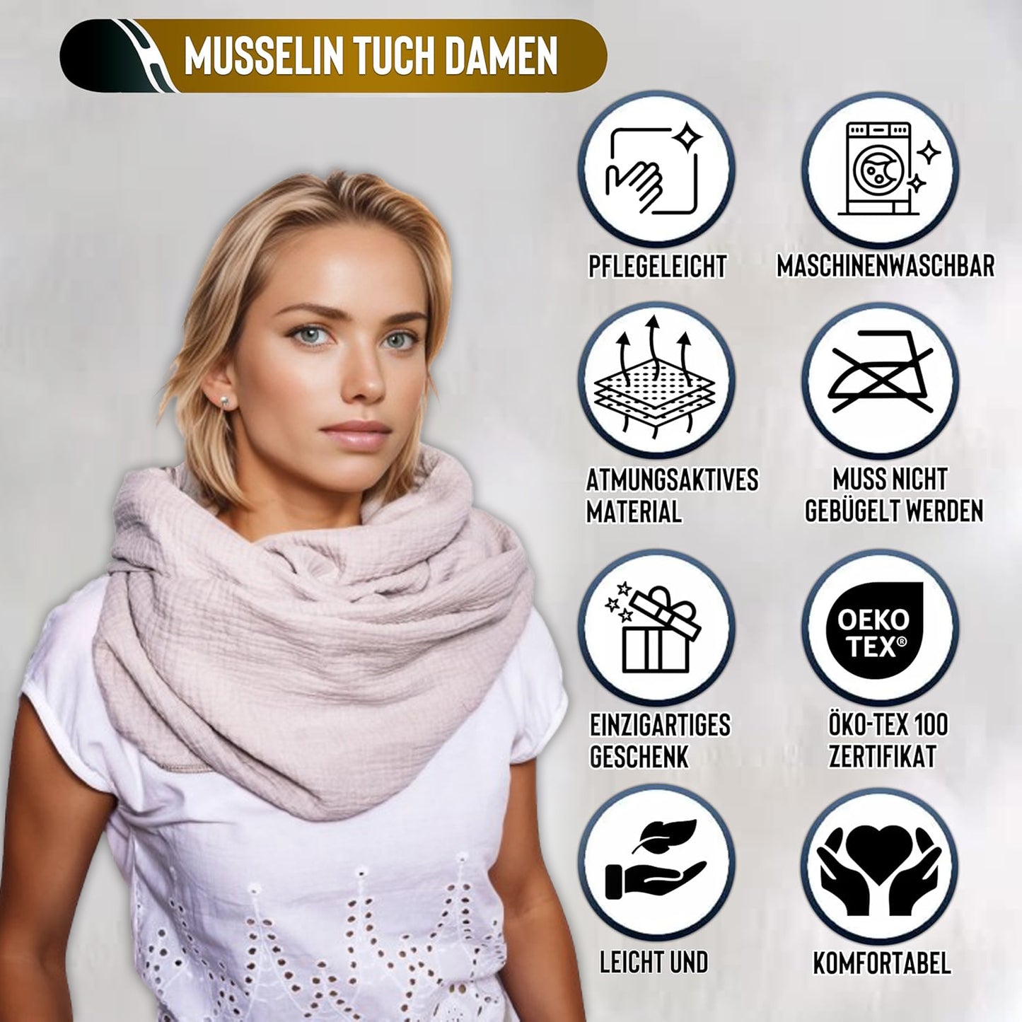 Musselin Tuch Damen Hellersand Loop