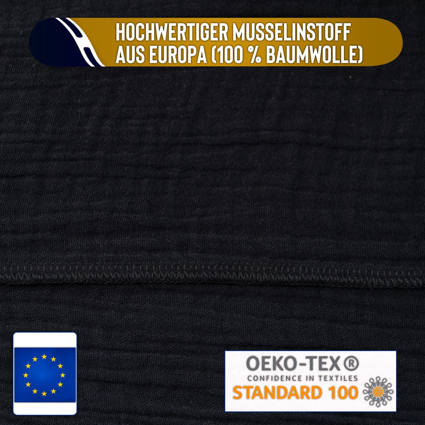 Musselin Loop Schal Damen Schwartz