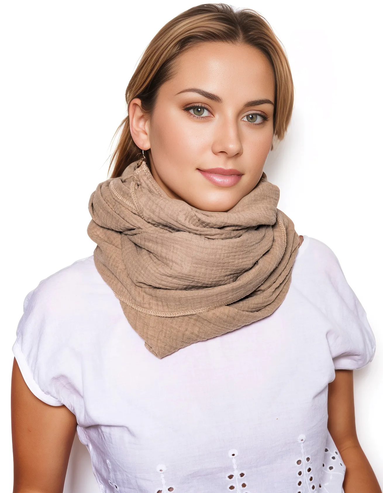 Musselin Tuch Damen Beige Loop