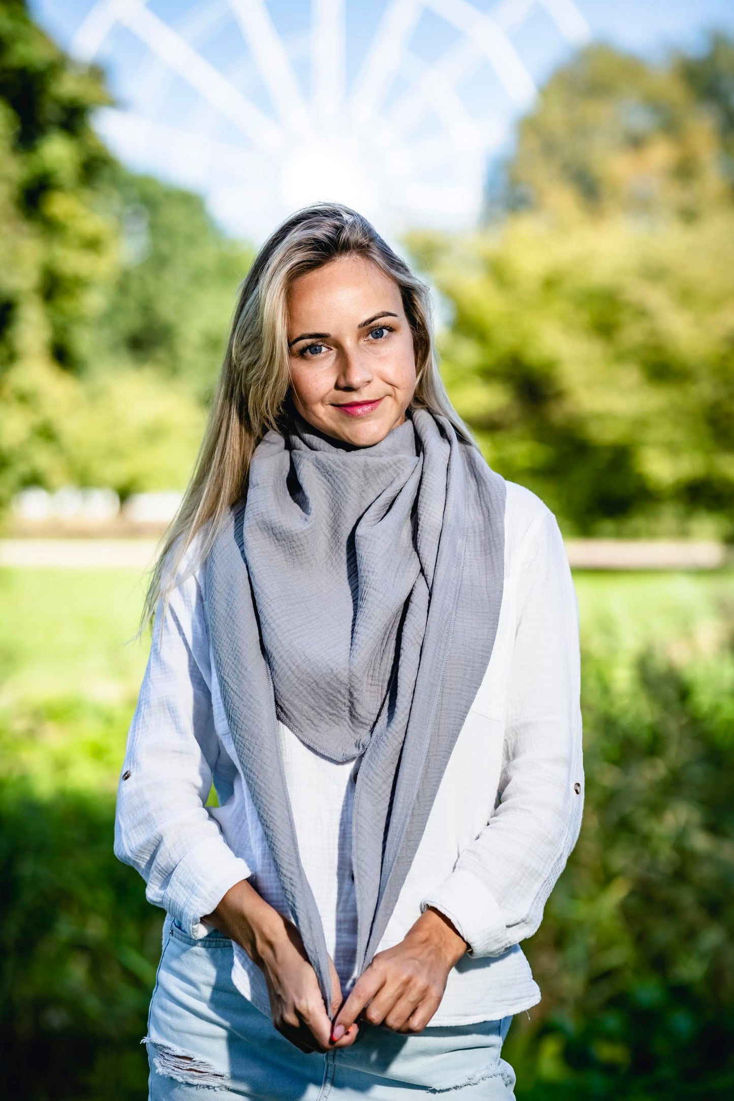 Musselin Tuch Damen Grau Viereckig