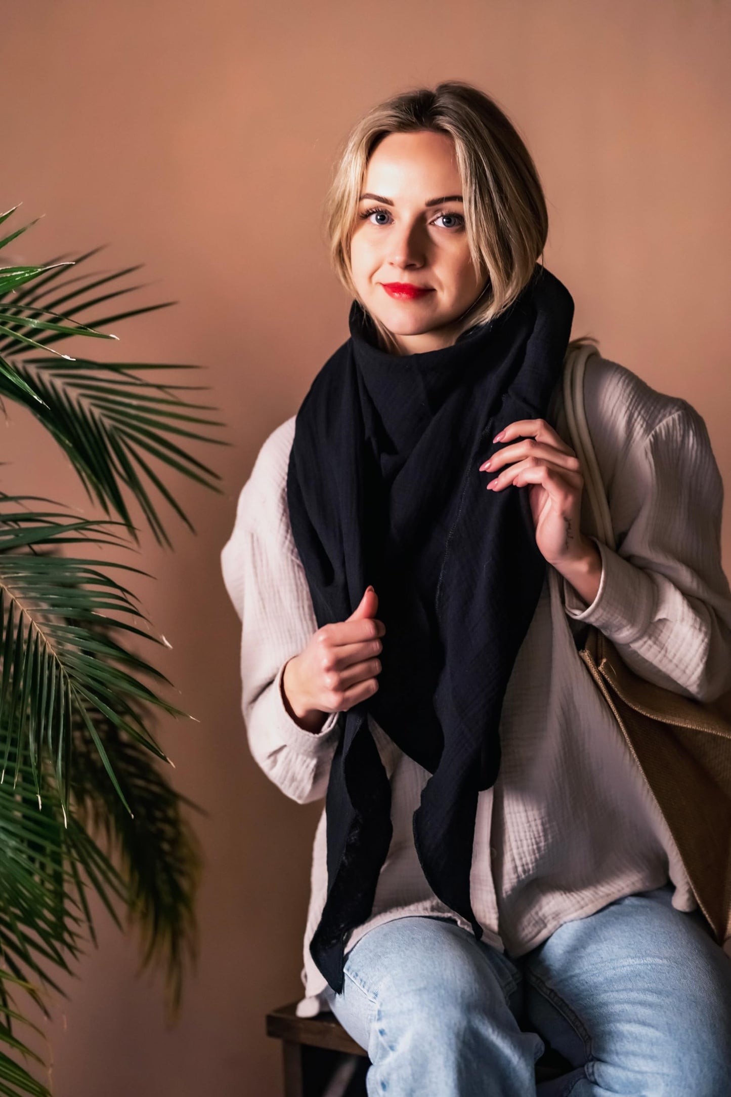 Musselin Tuch Damen Coral Viereckig