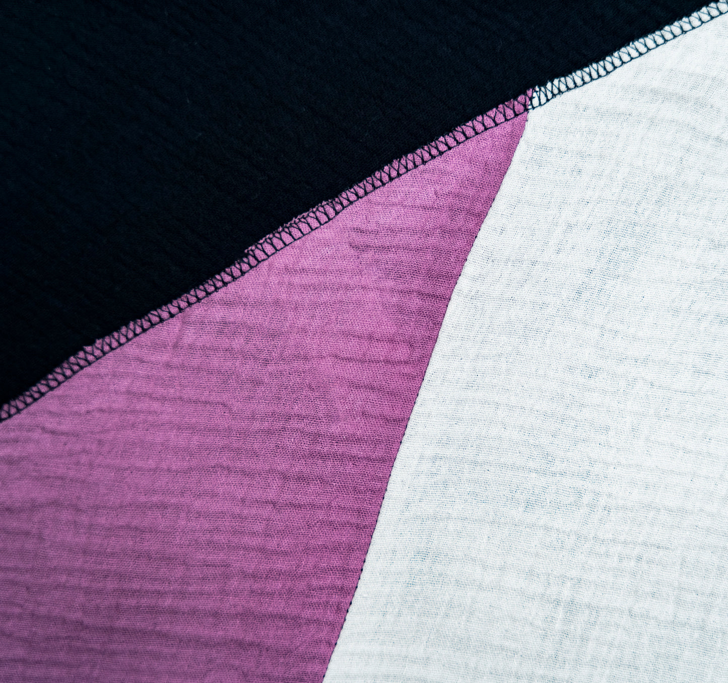 Musselin Schal Damen Dreieckig Mehrfarbig Schwarz-HellerSand-DunkelPurple