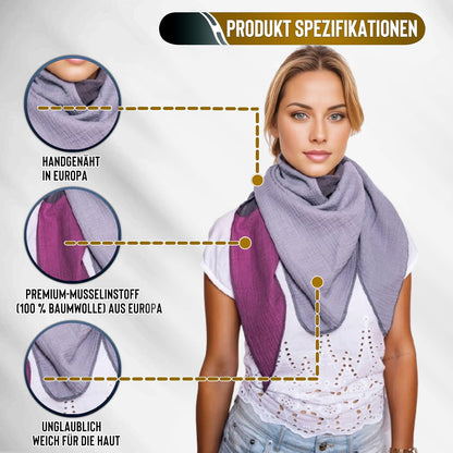 Musselin Schal Damen Dreieckig Mehrfarbig Grau-Dunkelgrau- DunkelPurple