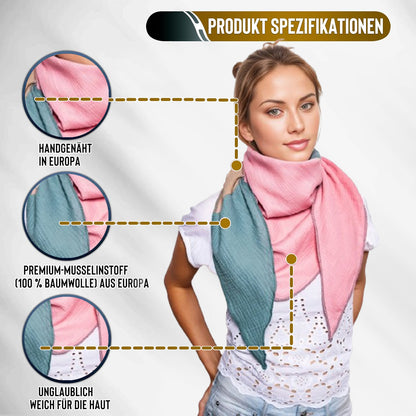 Musselin Schal Damen Dreieckig Mehrfarbig  Grün-Beige-AltRosa