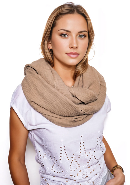 Musselin Tuch Damen Beige Loop