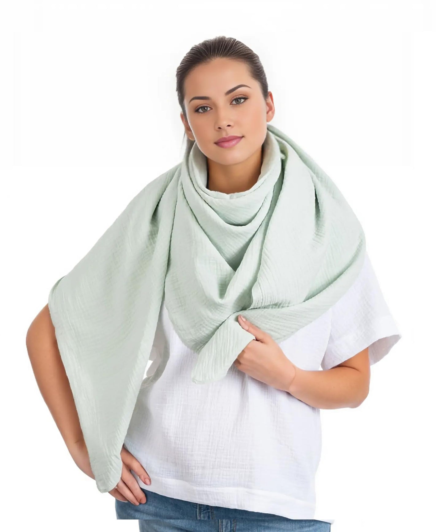Musselin Tuch Damen Mint Viereckig