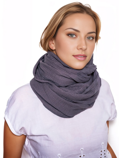 Musselin Loop Schal Damen Dunkelgrau