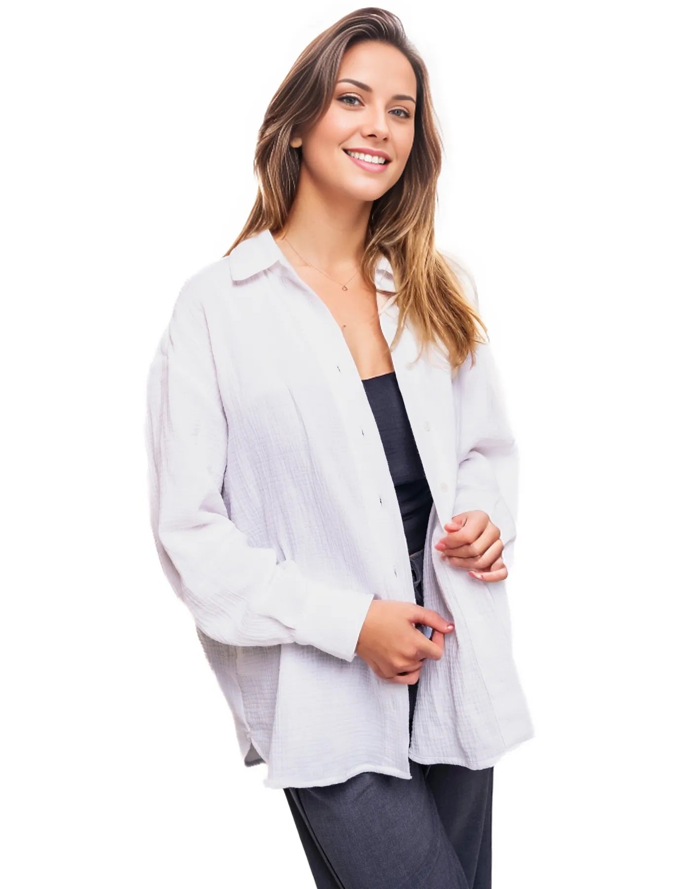 Musselin Bluse Damen Weiß