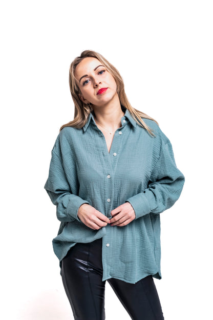 Musselin Bluse Damen Grün