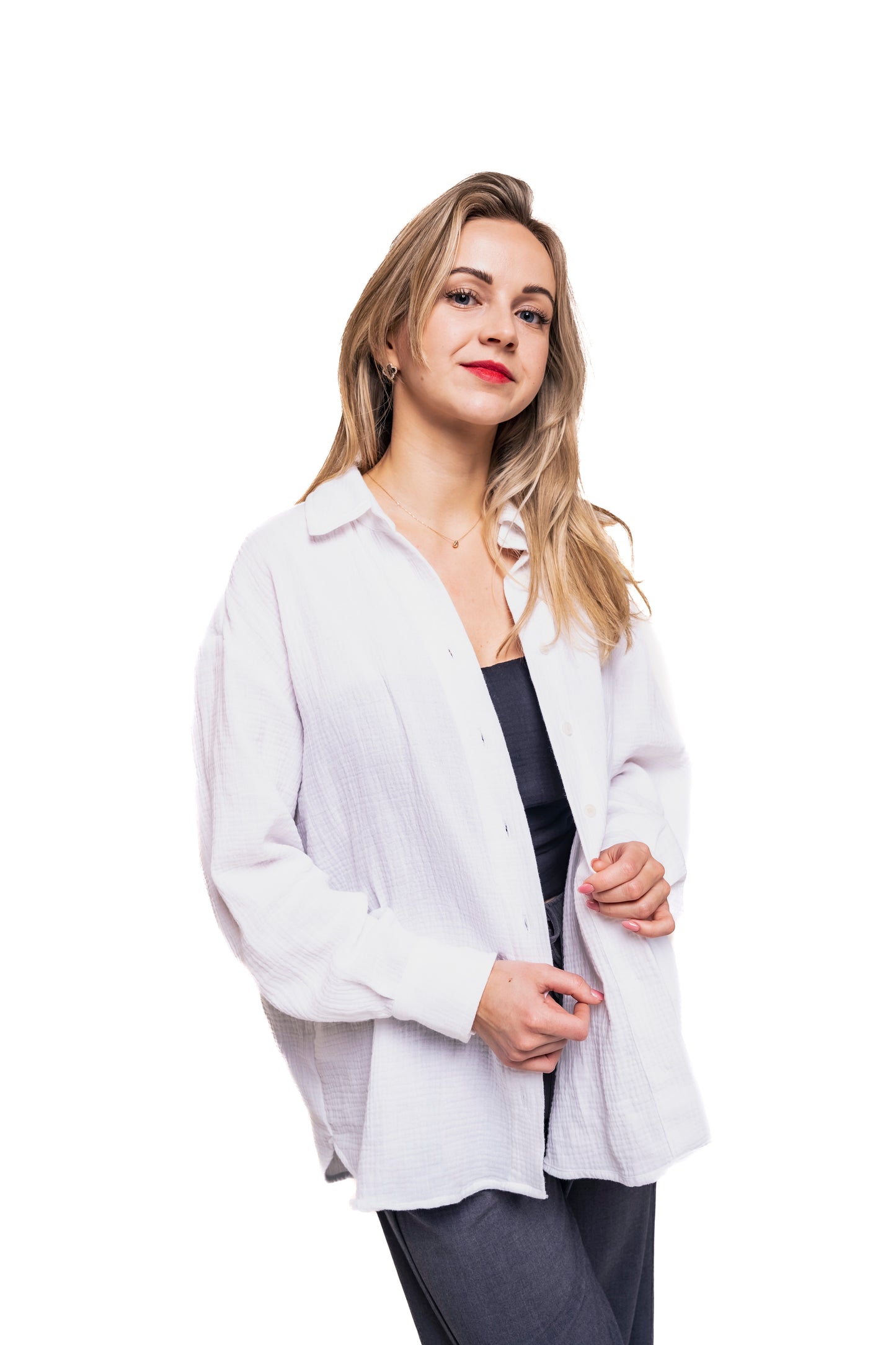 Musselin Bluse Damen Weiß