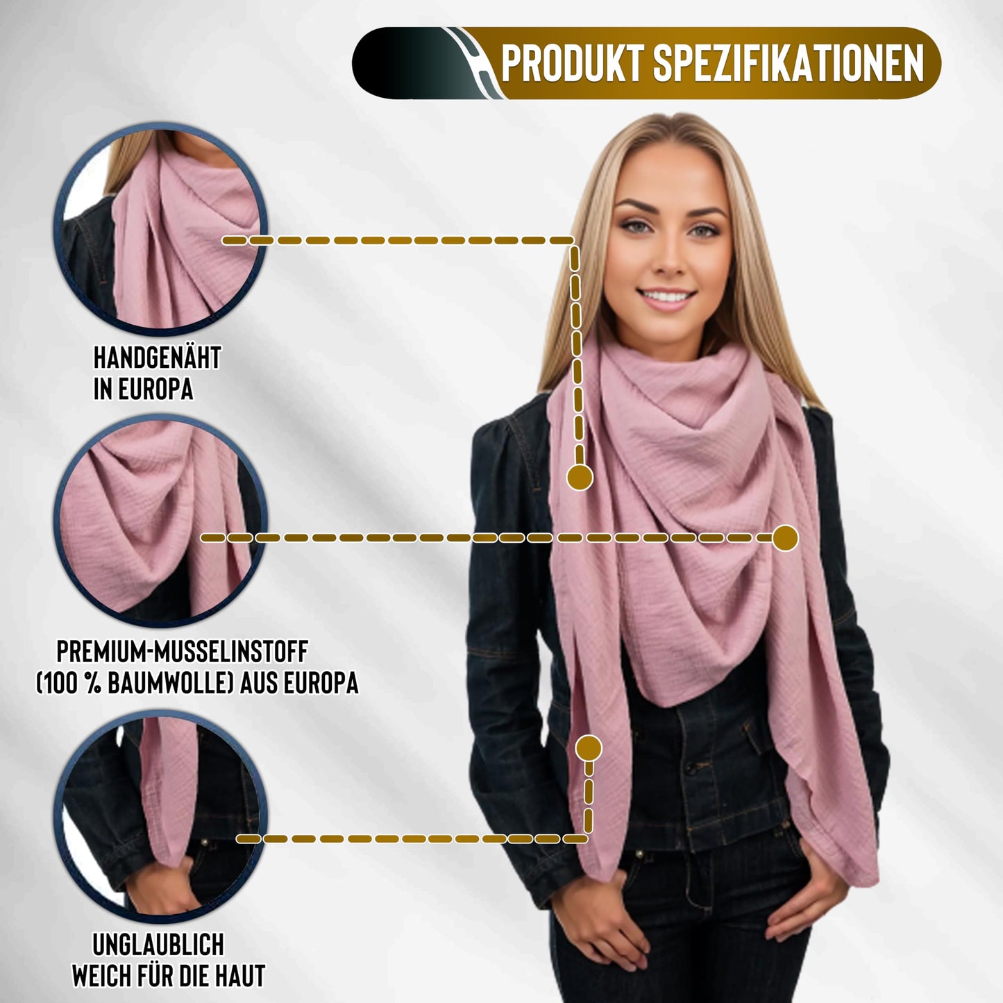 Musselin Tuch Damen Lila Viereckig