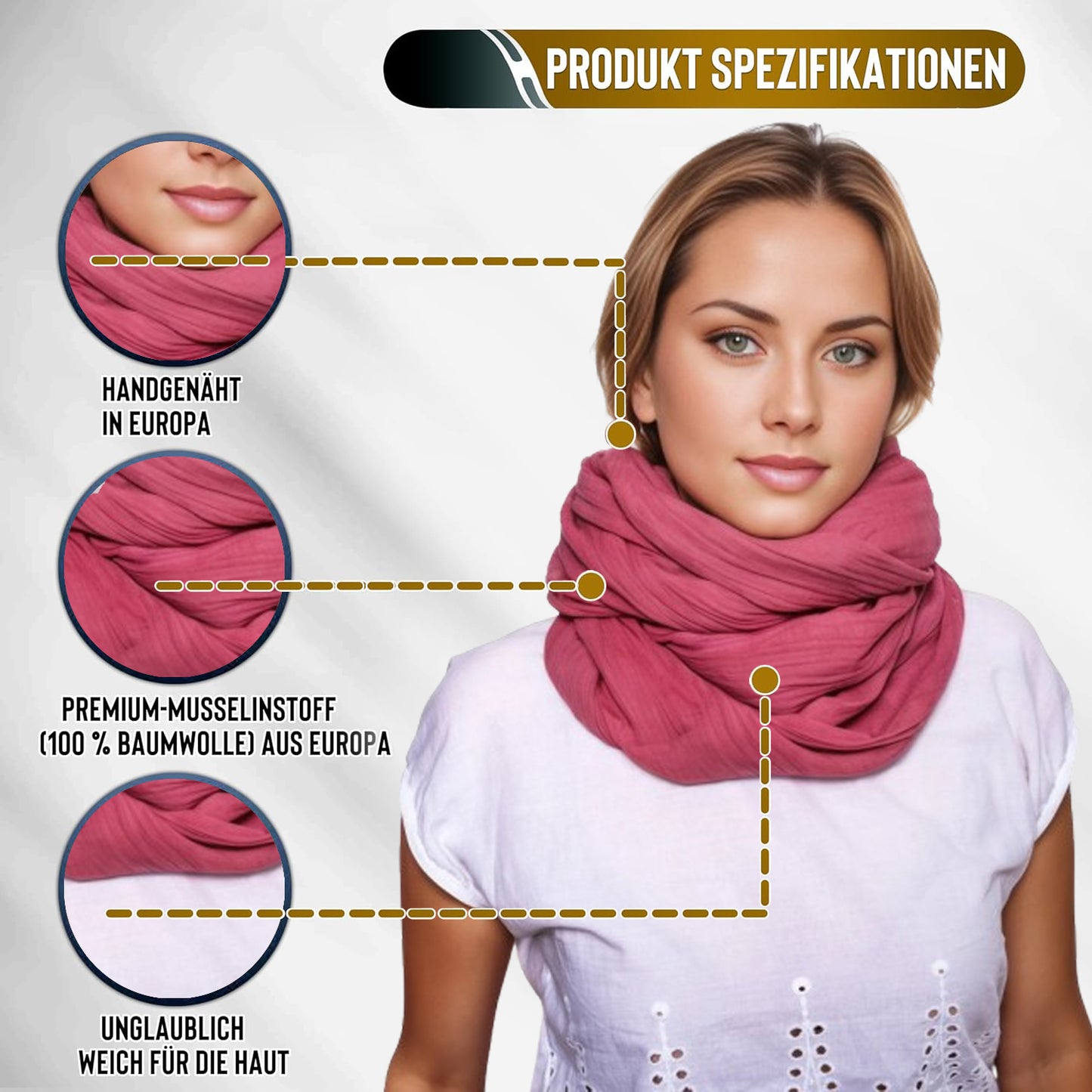 Musselin Tuch Damen Mauve Loop