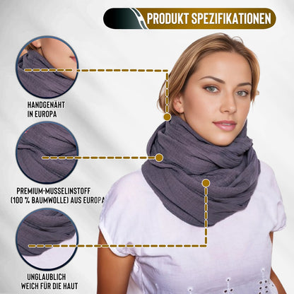 Musselin Loop Schal Damen Dunkelgrau