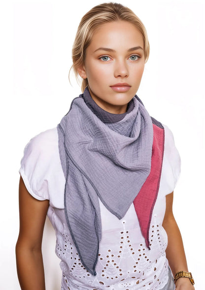 Musselin Schal Damen Dreieckig Mehrfarbig Grau-DunkelGrau-Mauve