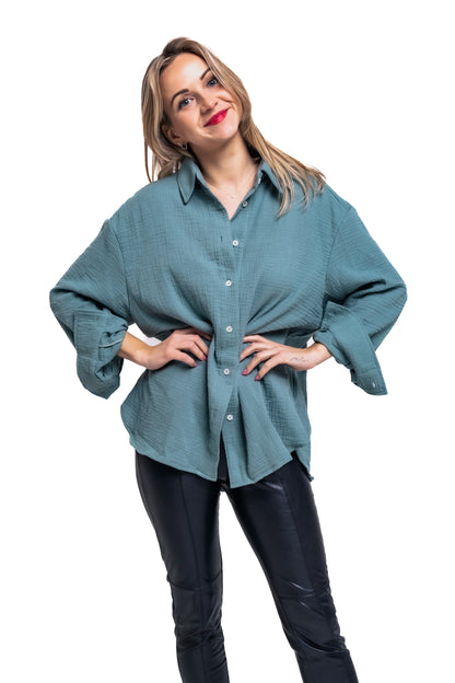 Musselin Bluse Damen Grün