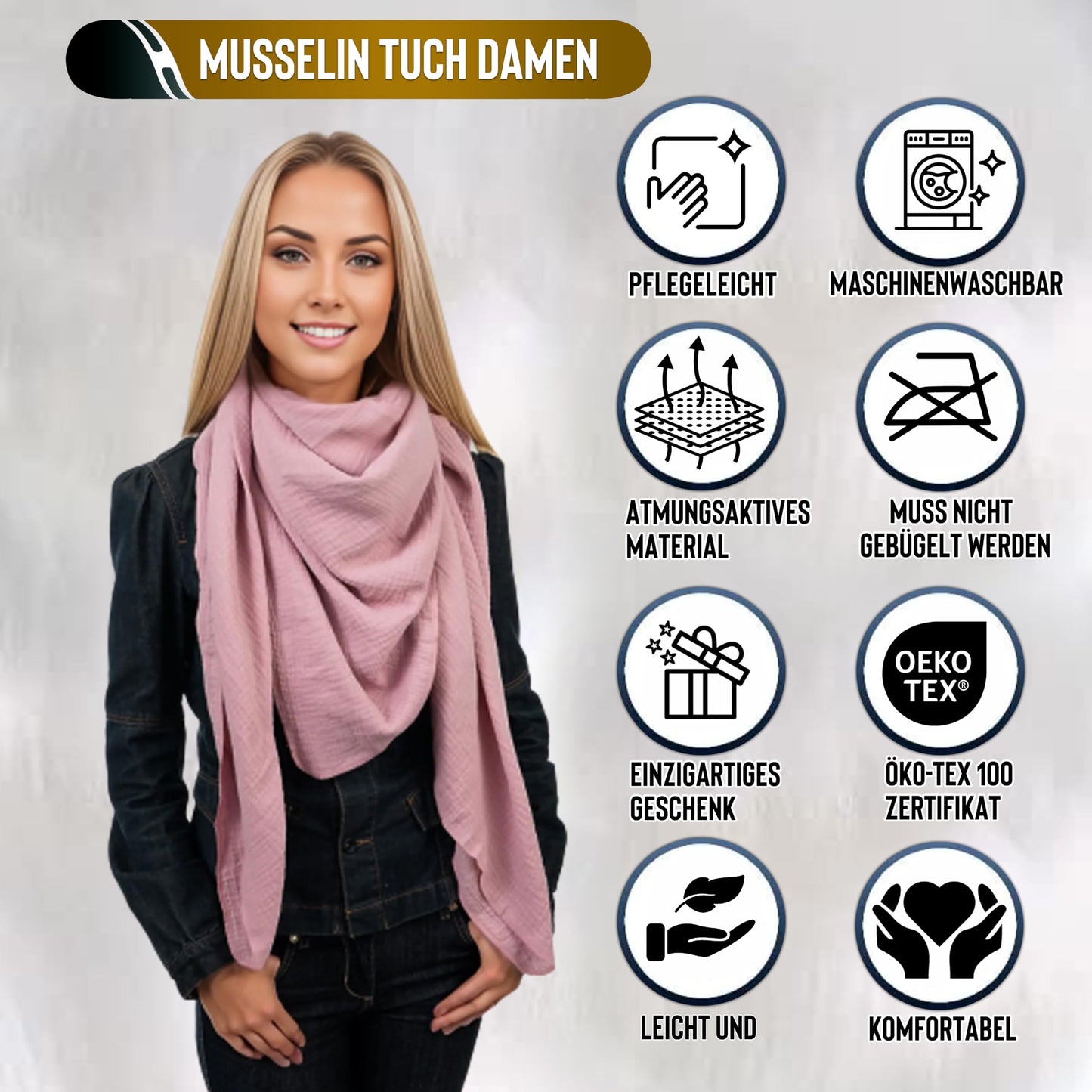 Musselin Tuch Damen Lila Viereckig
