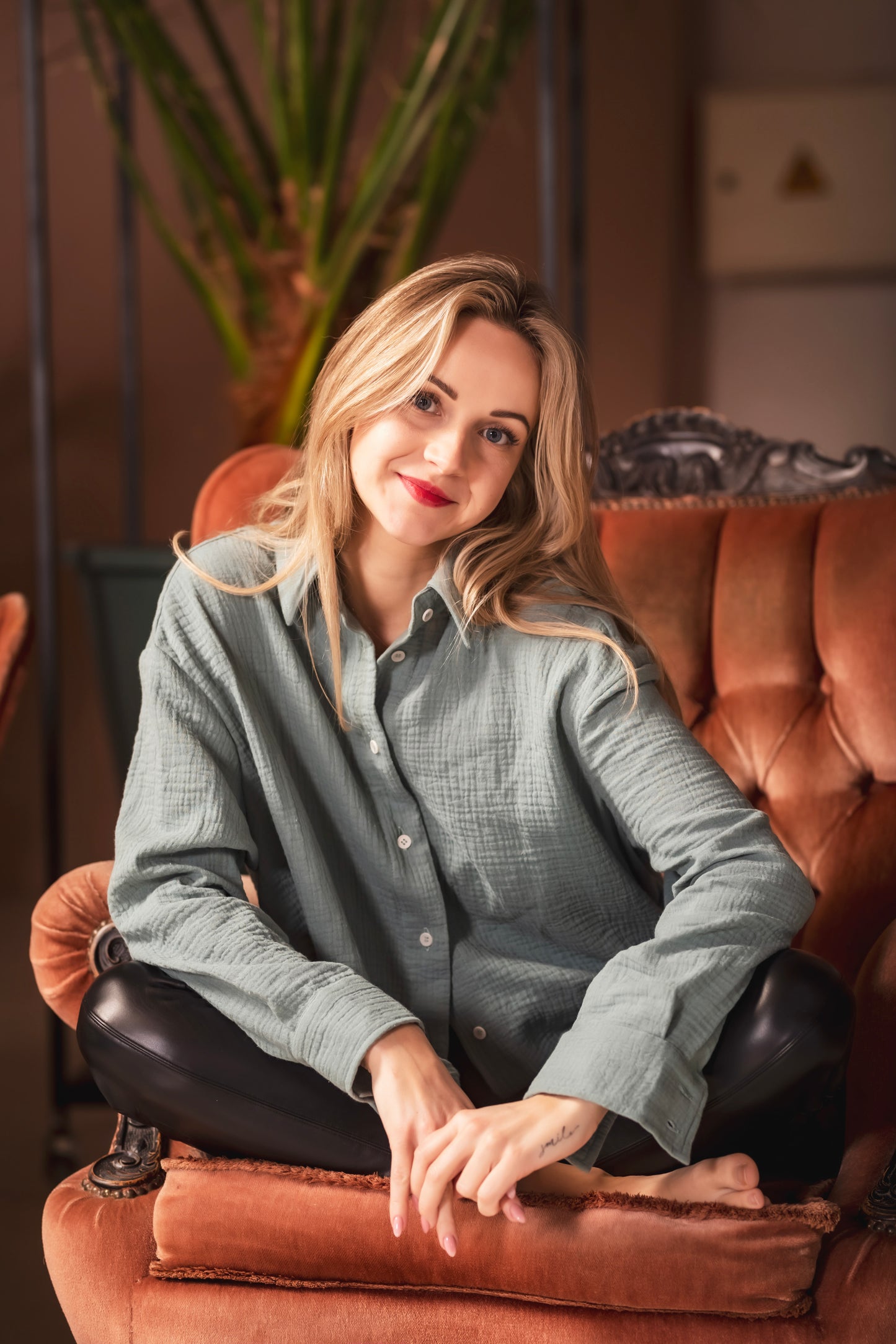 Musselin Bluse Damen Grün