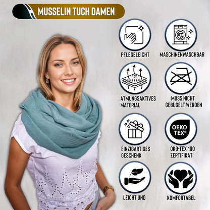 Musselin Loop Schal Damen Grün