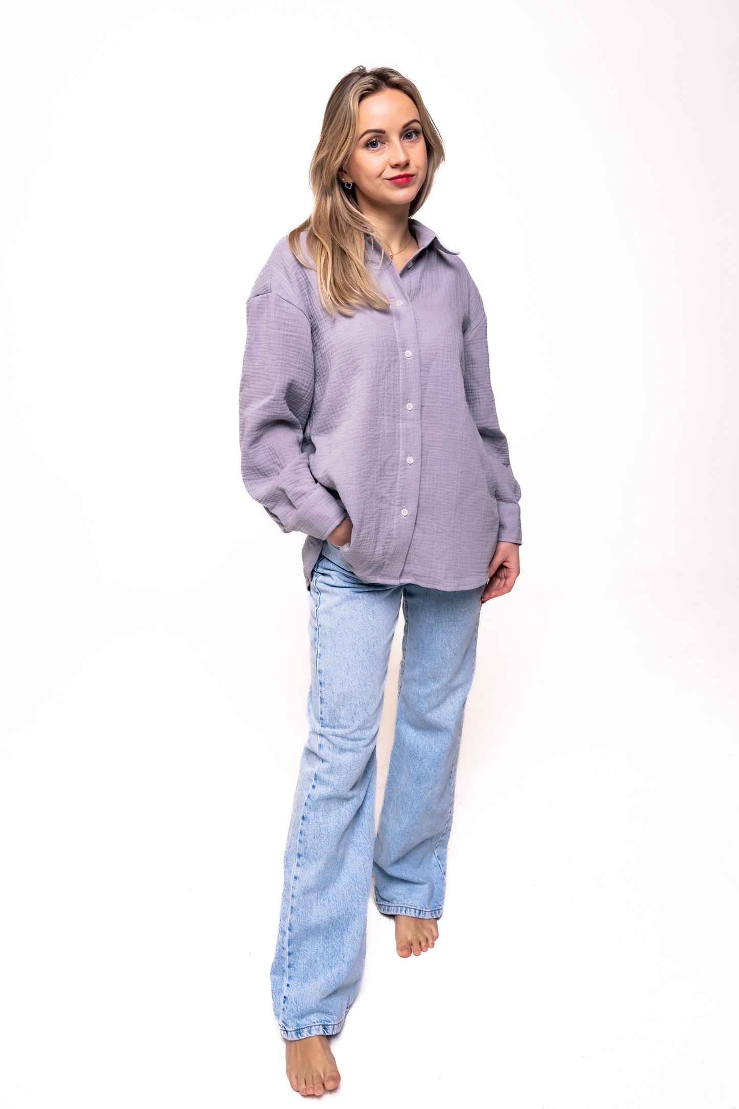 Musselin Bluse Damen Grau