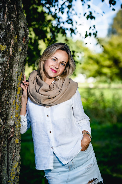 Musselin Tuch Damen Beige Loop