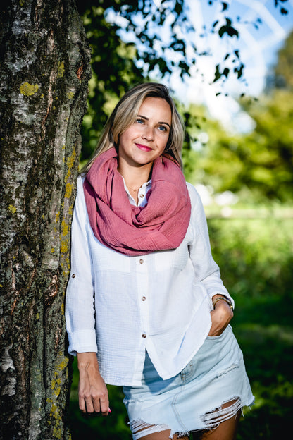 Musselin Tuch Damen Mauve Loop