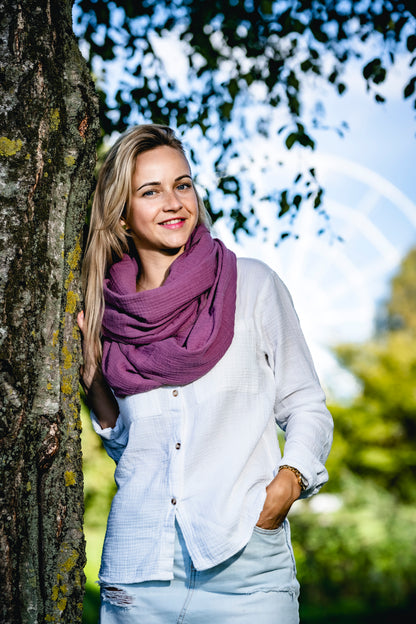 Musselin Loop Schal Damen Purple