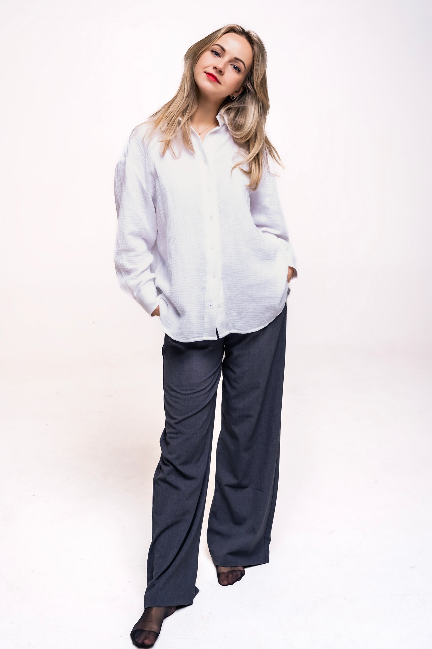 Musselin Bluse Damen Weiß