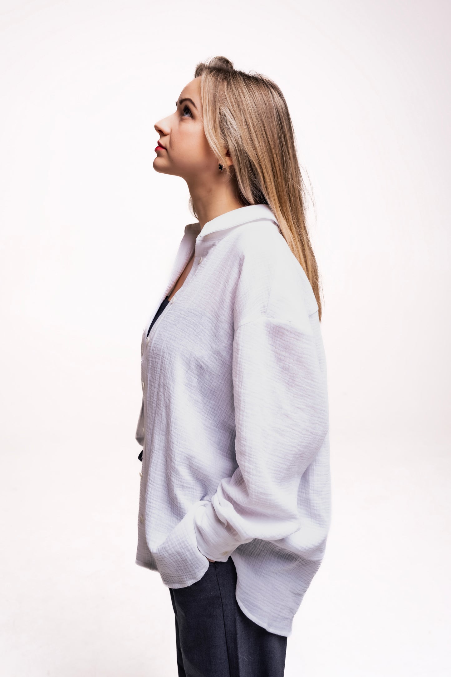 Musselin Bluse Damen Weiß