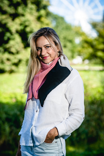 Musselin Schal Damen Dreieckig Mehrfarbig  Schwarz-HellerSand-Mauve